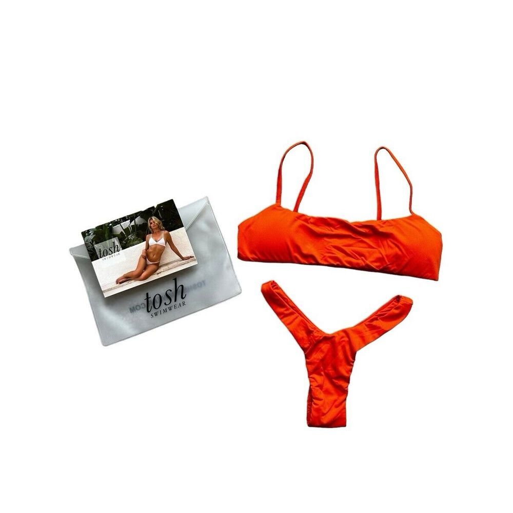 Tosh Swimwear Neon Orange two piece swimsuit bikini size Small New‎